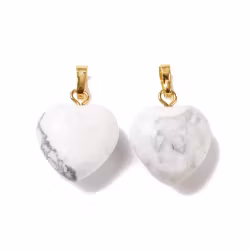 Guldfärgat hänge hjärta howlite vit, 1 st