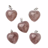 Antikfärgat hänge hjärta jordgubbskvarts, 1 st