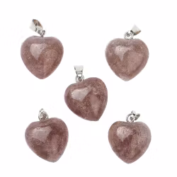 Antikfärgat hänge hjärta jordgubbskvarts, 1 st