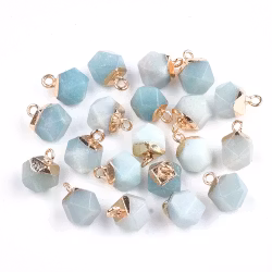 Guldfärgad facetterad berlock amazonite, 1 st