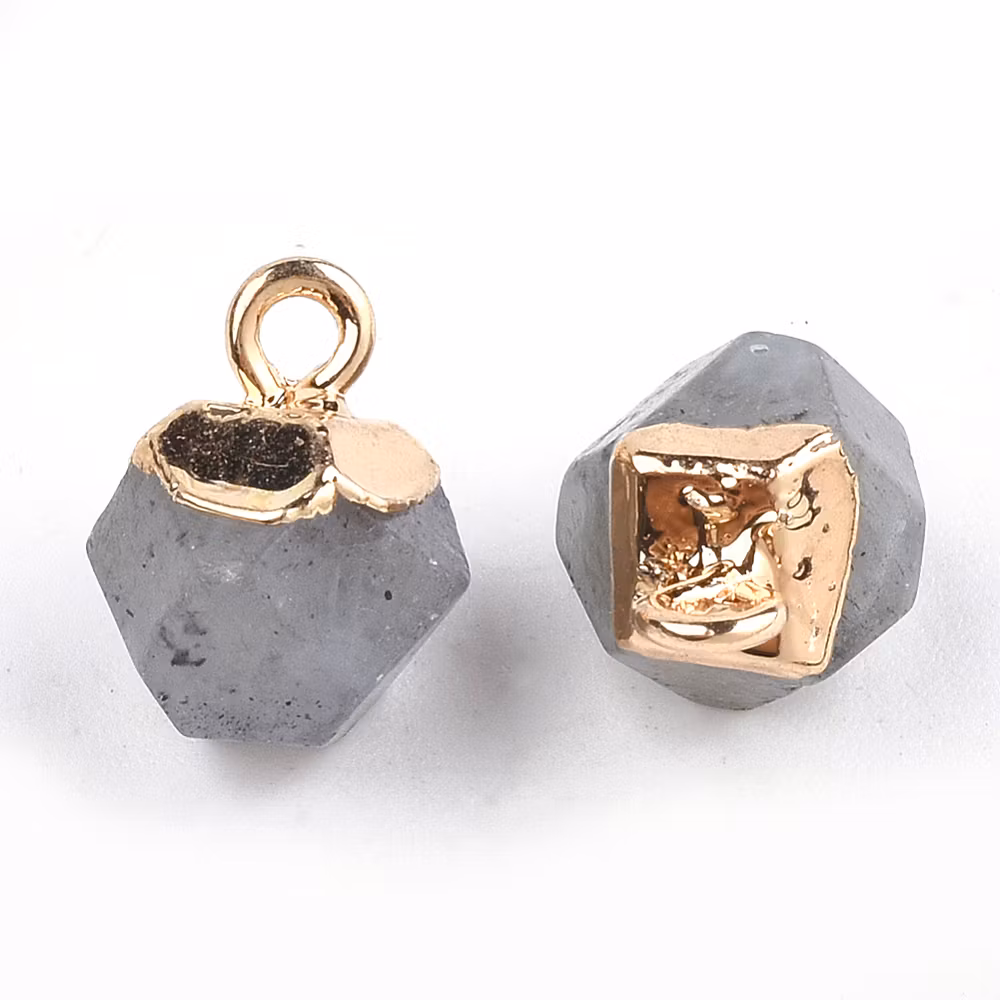 Guldfärgad facetterad berlock labradorite, 1 st