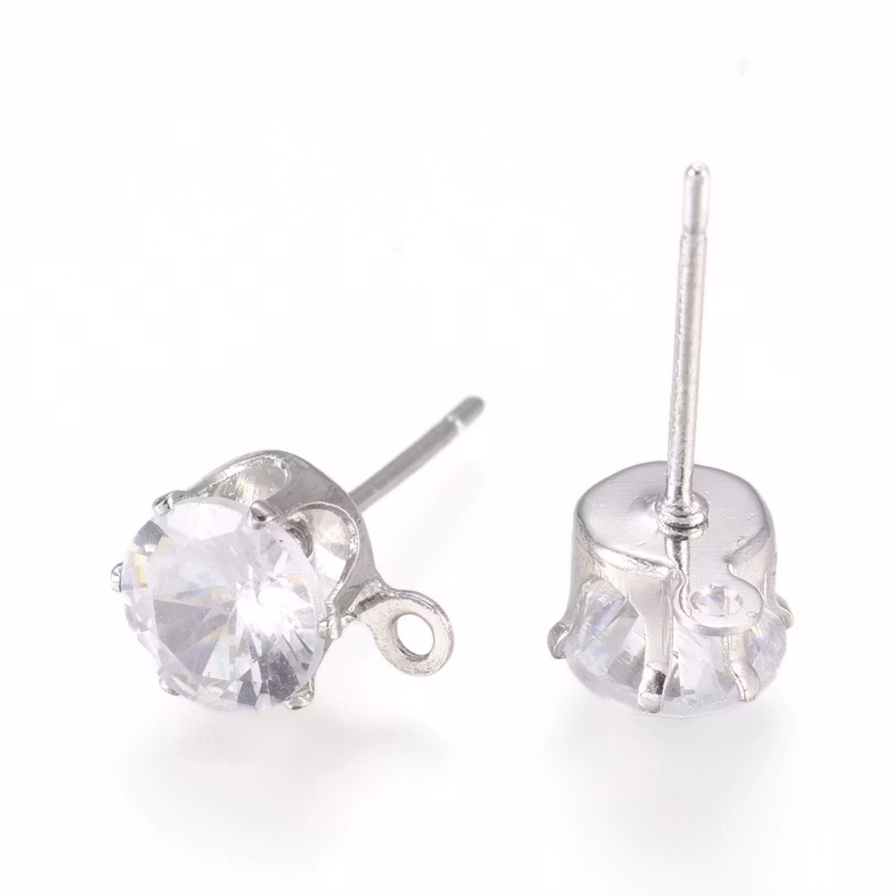 Kirurgiskt stål stiftörhängen cubic zirconia, 1 par