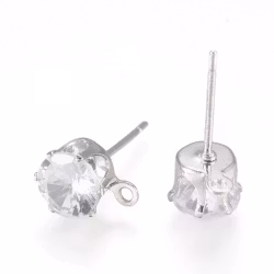 Kirurgiskt stål stiftörhängen cubic zirconia, 1 par