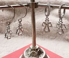 Antikfärgad berlock liten ängel med cubic zirconia, 1 st