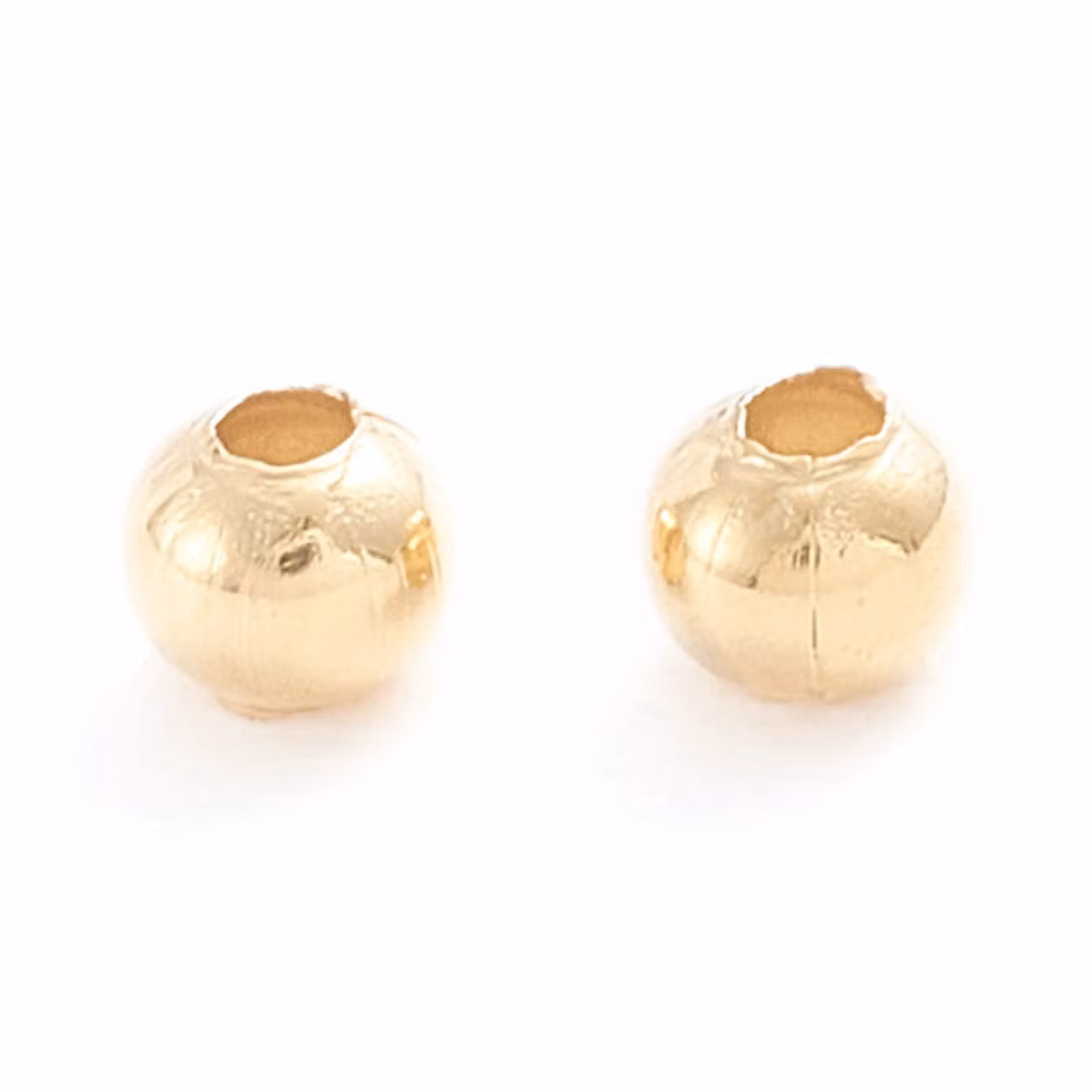 Guldfärgat rostfritt stål pärlor 2 mm med 18k plätering, 50 st