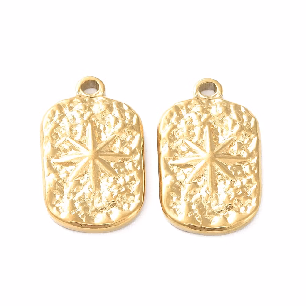 Guldfärgat rostfritt stål hänge med stjärna med PVD plätering, 1 st