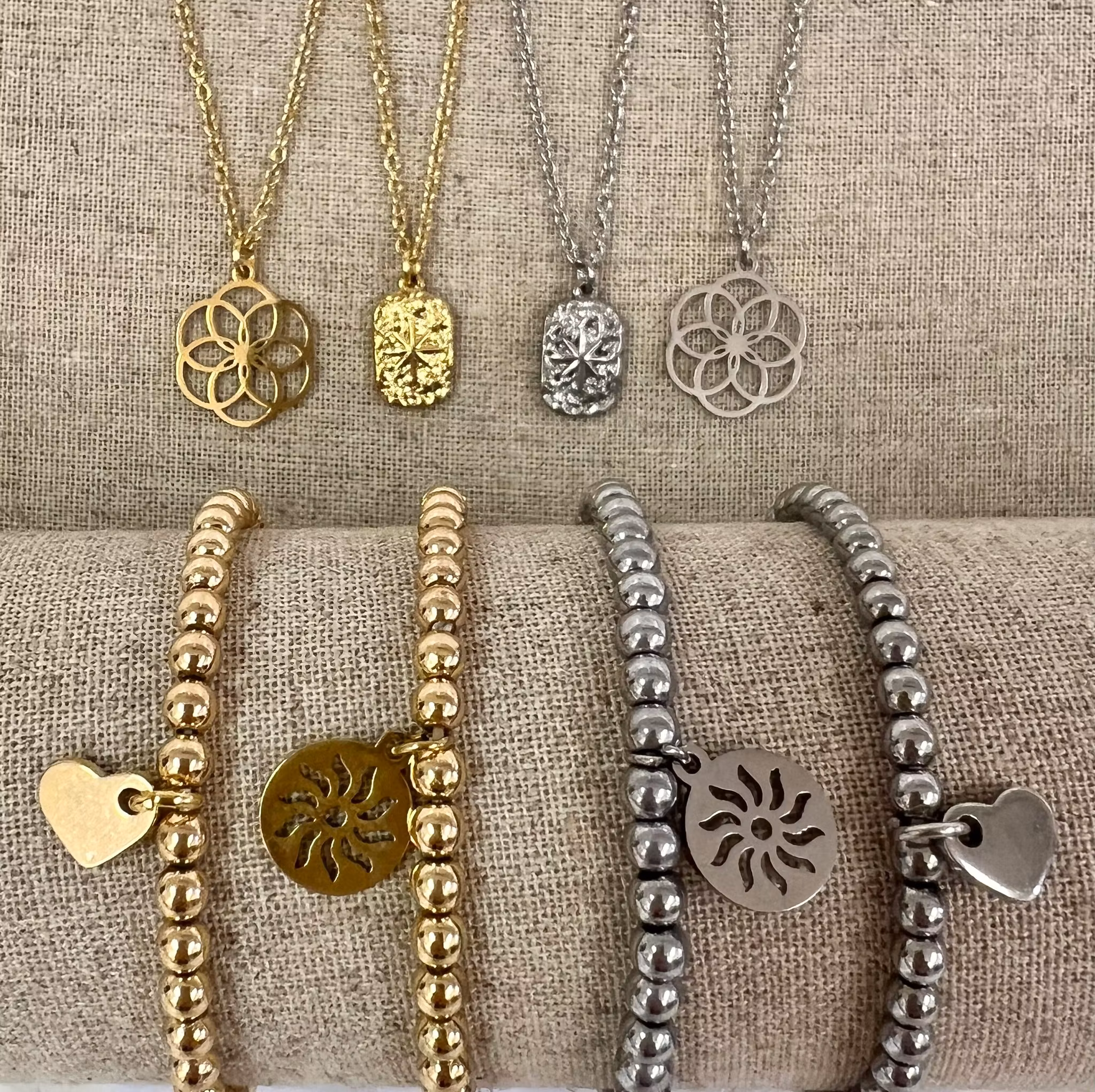 Rostfritt stål berlock rund med sol, 1 st