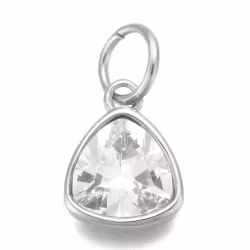 Rostfritt stål berlock triangel glas, 1 st