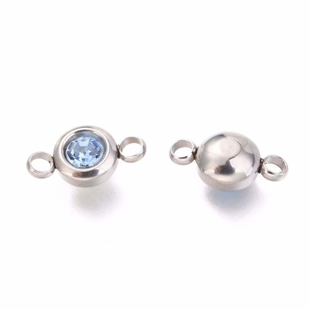 Rostfritt stål connector liten ljusblå, 1 st