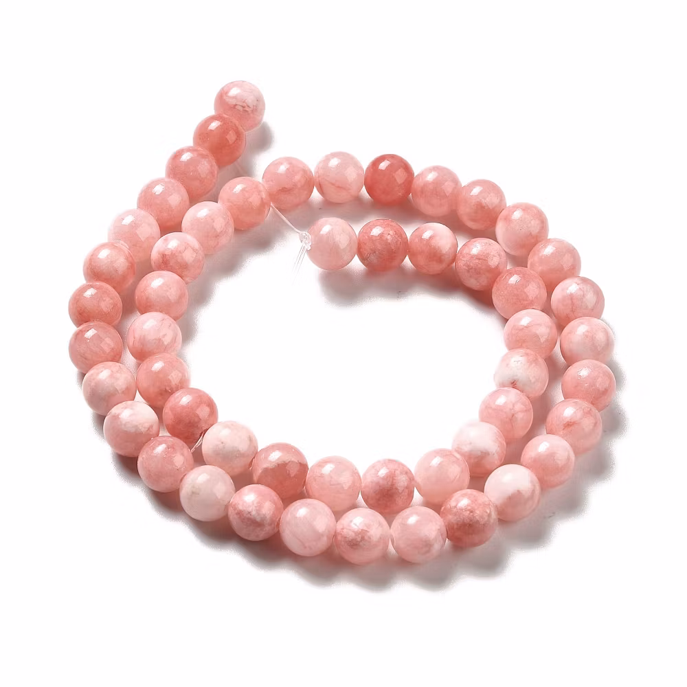 Jade 8 mm korallmelerade, 1 sträng