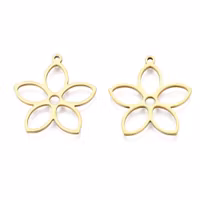 Guldfärgat rostfritt stål hänge enkel blomma med PVD plätering, 1 st