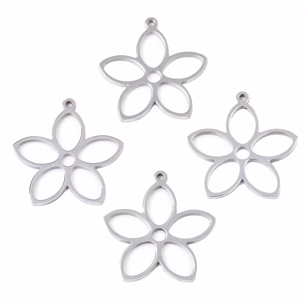 Rostfritt stål hänge enkel blomma, 1 st