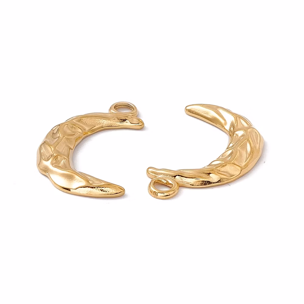 Guldfärgat rostfritt stål hänge måne med PVD plätering, 1 st