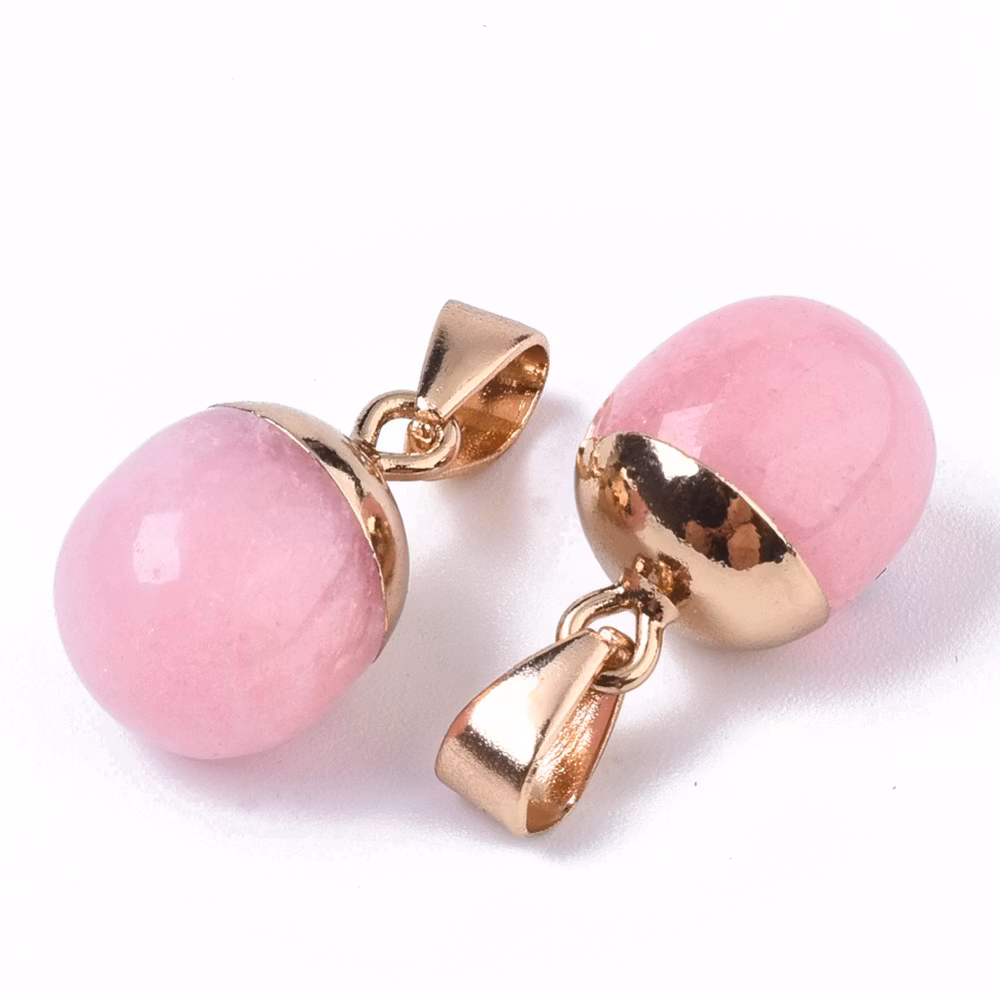 Guldfärgat hänge rosa jade, 1 st