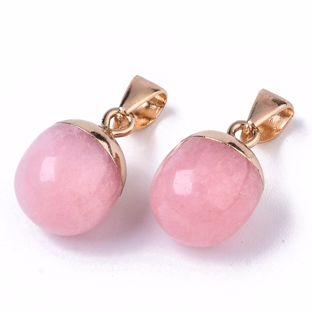 Guldfärgat hänge rosa jade, 1 st