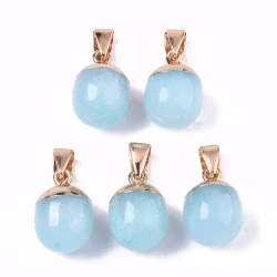 Guldfärgat hänge ljusblå/blå jade, 1 st