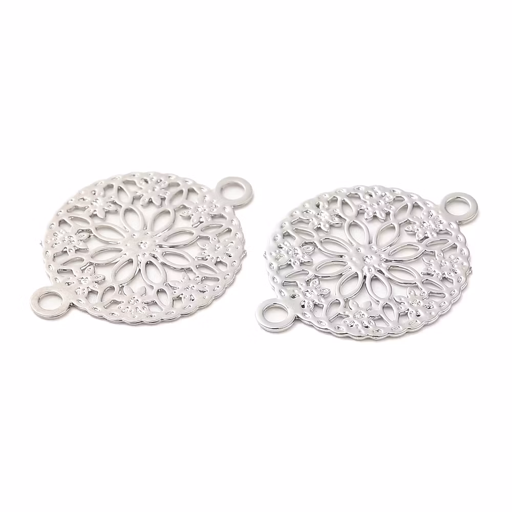 Antikfärgad connector tunn blomma, 1 st