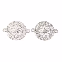 Antikfärgad connector tunn blomma, 1 st