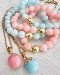 Guldfärgat hänge rosa jade, 1 st