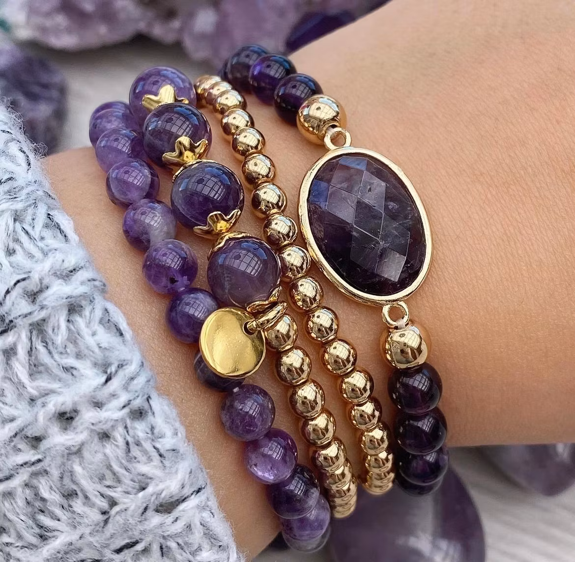 Ametist 6 mm, 1 sträng