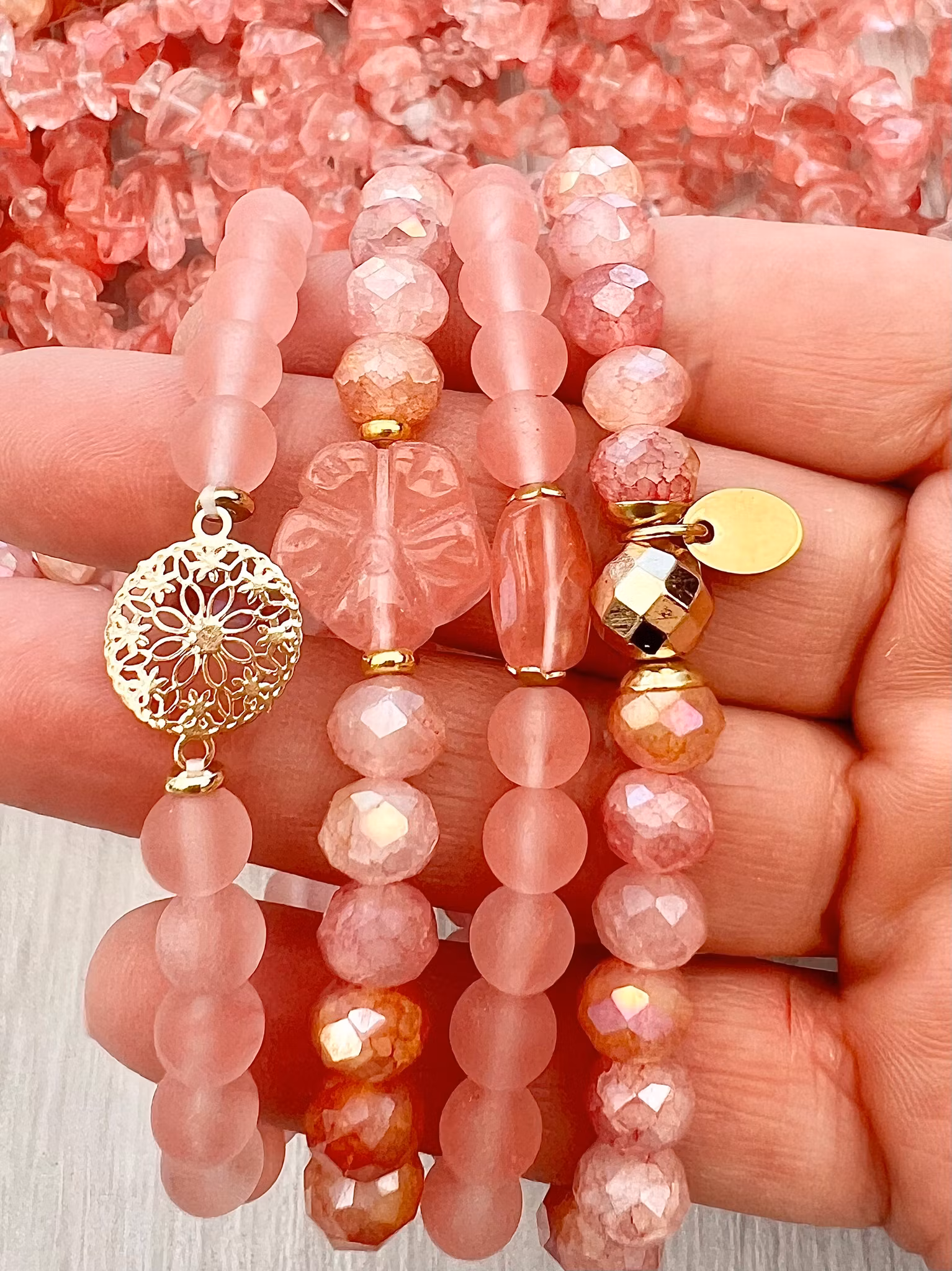 Guldfärgad connector tunn blomma, 1 st