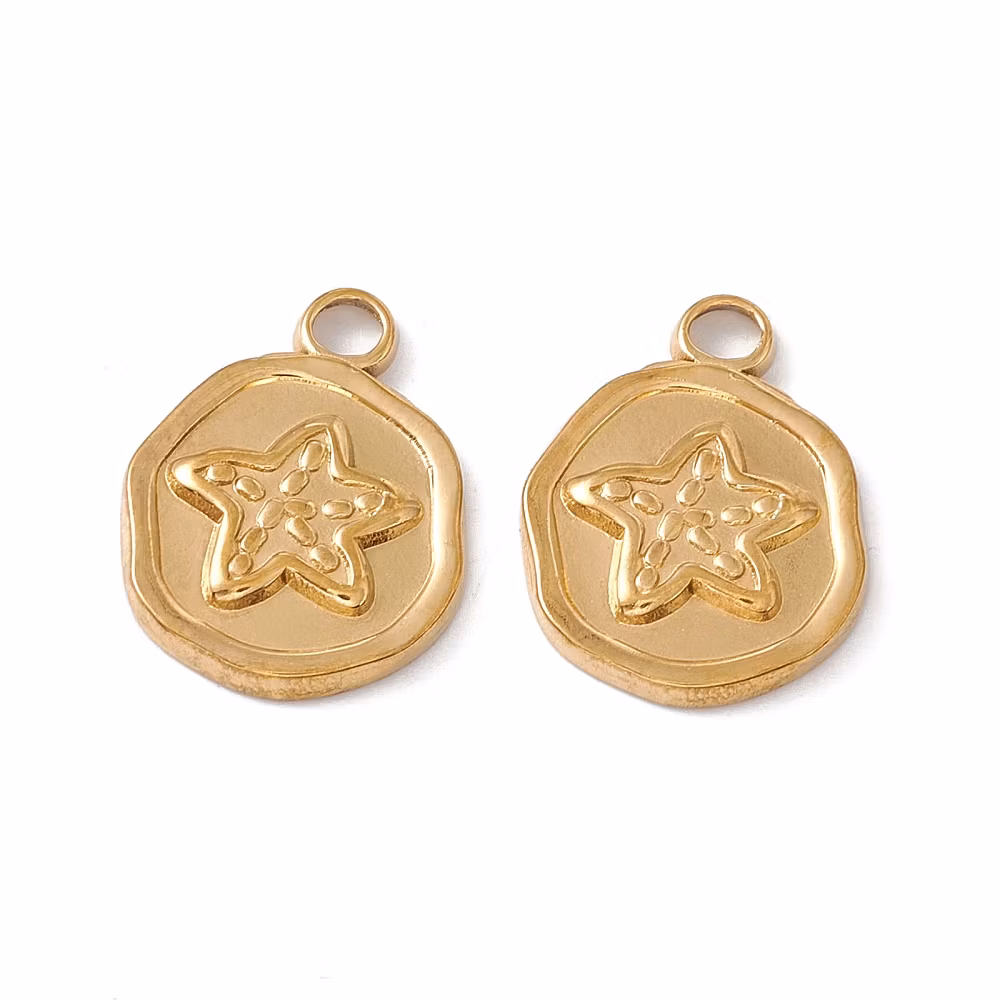 Guldfärgat rostfritt stål rund sjöstjärna med PVD plätering, 1 st