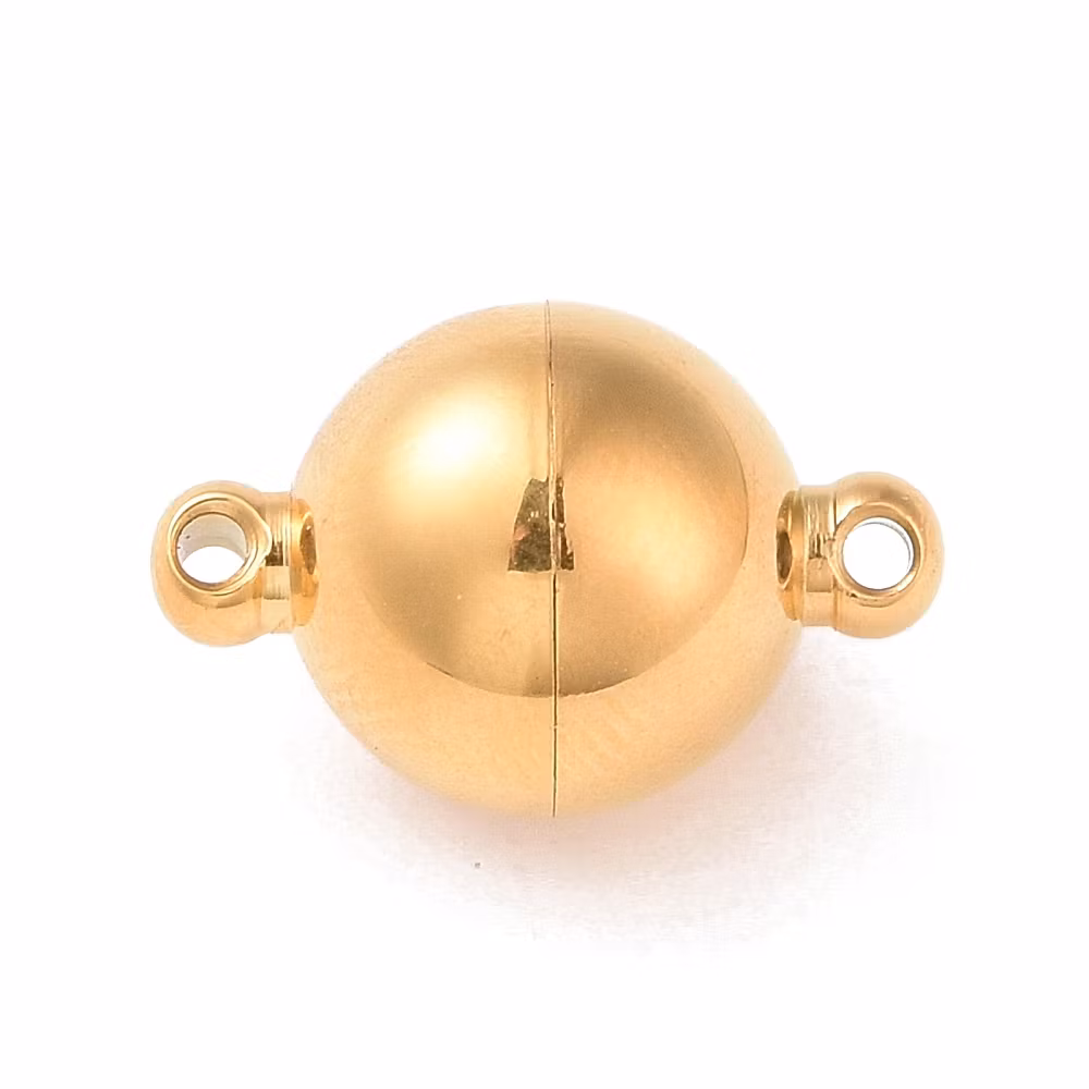 Guldfärgat rostfritt stål magnetlås rund 10 mm med PVD plätering, 1 st