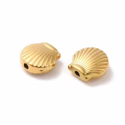 Guldfärgat rostfritt stål pärla snäcka med PVD plätering, 1 st