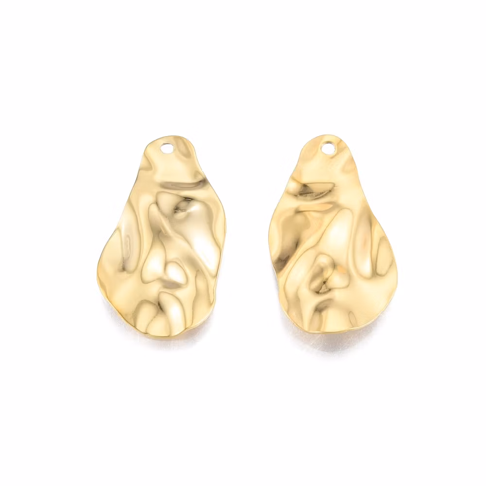 Guldfärgat rostfritt stål hänge vågig droppe med PVD plätering, 1 st