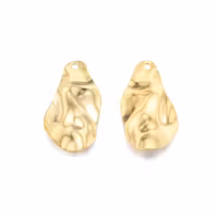 Guldfärgat rostfritt stål hänge vågig droppe med PVD plätering, 1 st