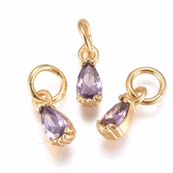 Guldfärgad berlock cubic zirconia droppe ljuslila, 1 st