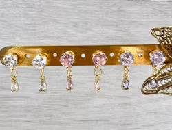 Guldfärgad berlock cubic zirconia droppe ljusrosa, 1 st