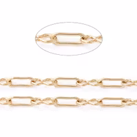 Guldfärgat rostfritt stål kedja rektangel med PVD plätering, 1 m