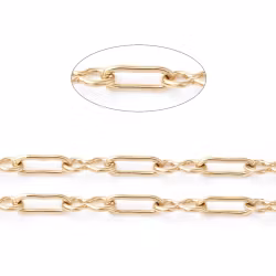 Guldfärgat rostfritt stål kedja rektangel med PVD plätering, 1 m