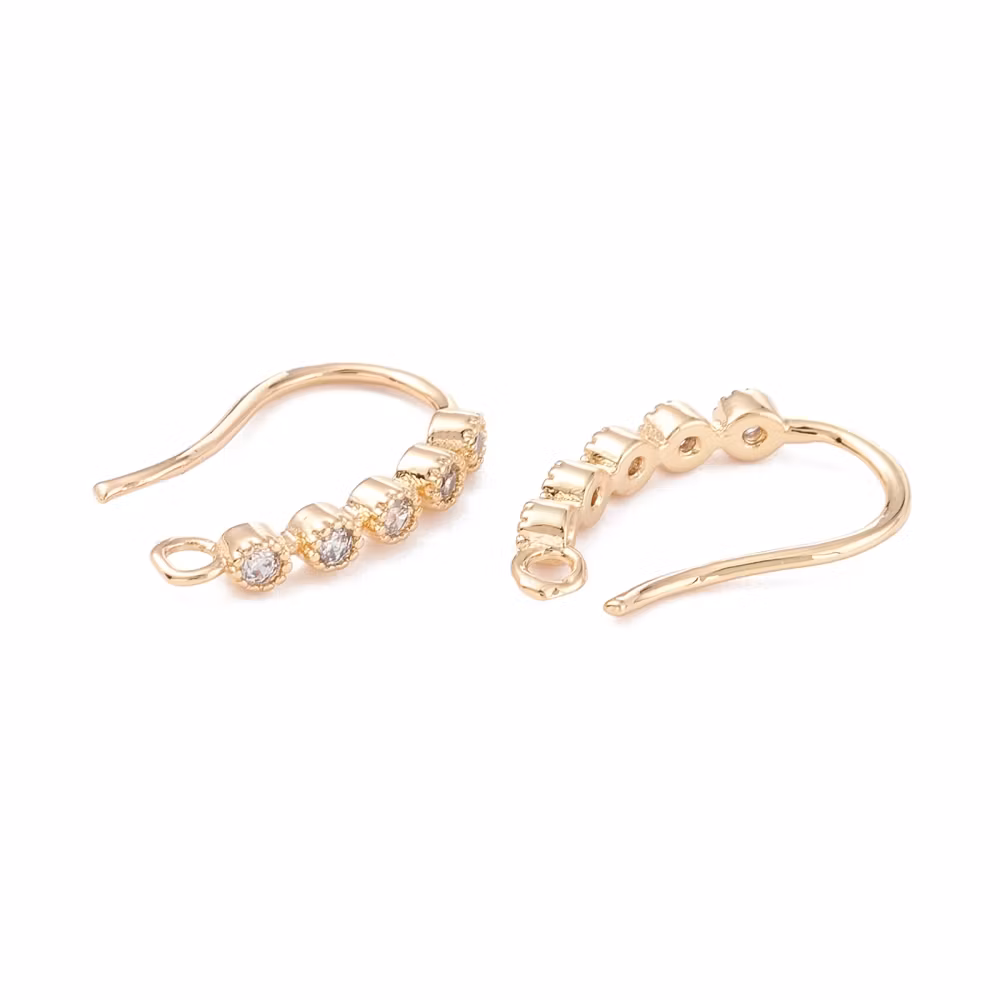 Guldfärgade örkrokar med cubic zirconia, 1 par