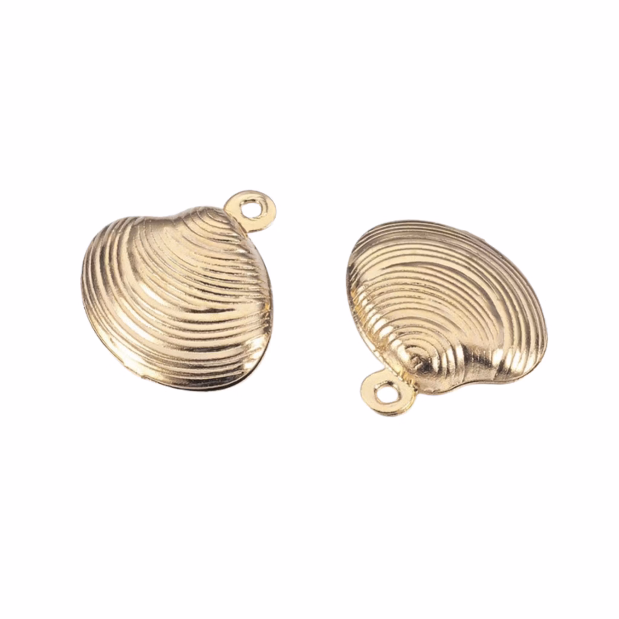 Guldfärgat kirurgiskt stål berlock snäcka med PVD plätering, 10 st