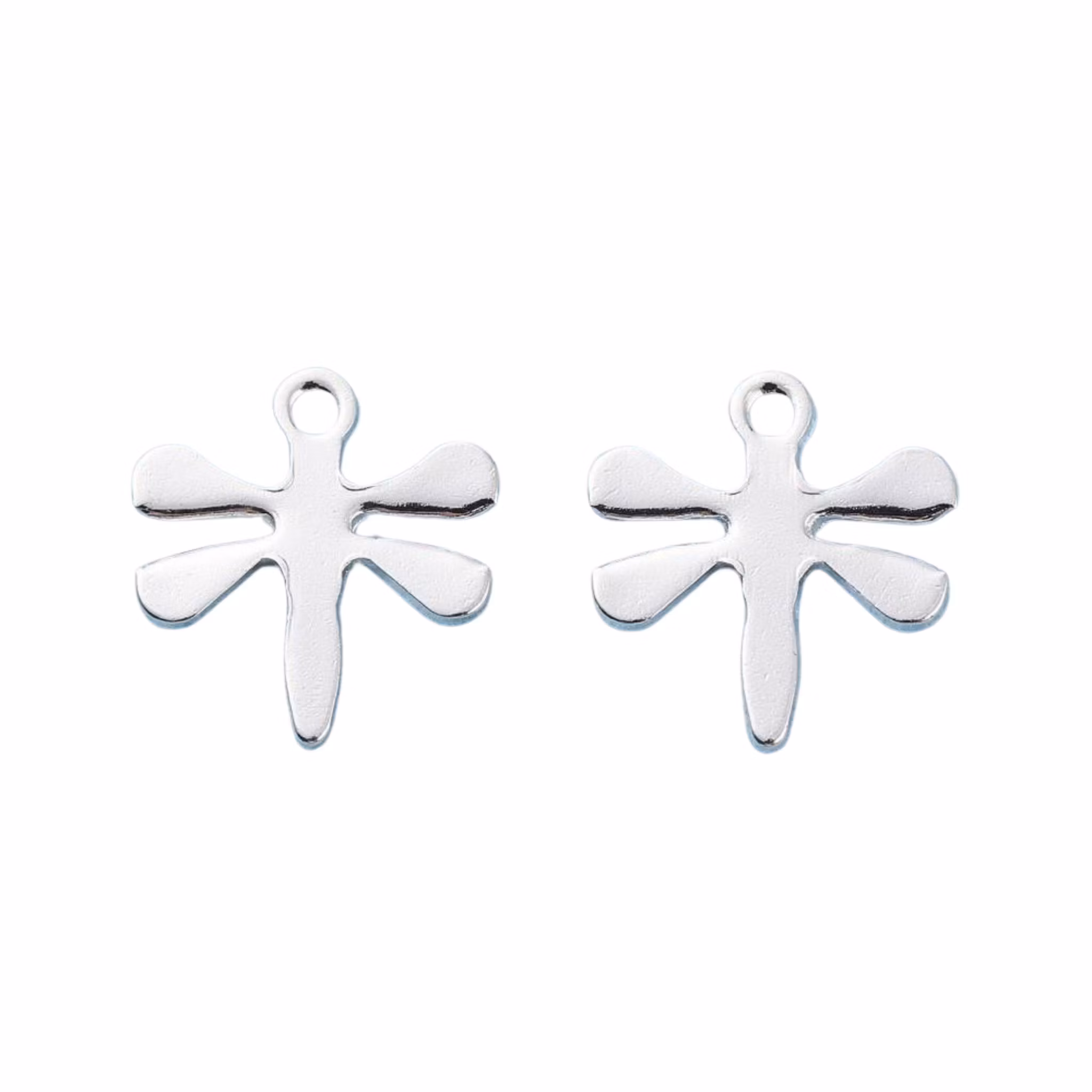 Silverfärgat rostfritt stål berlocker trollslända, 10 st