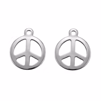 Silverfärgat rostfritt stål berlock peace, 10 st