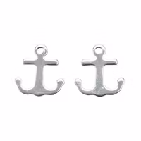 Silverfärgat rostfritt stål berlock ankare, 10 st