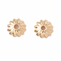 Guldfärgat kirurgiskt stål pärlhattar räfflade 6 mm med PVD plätering, 10 st