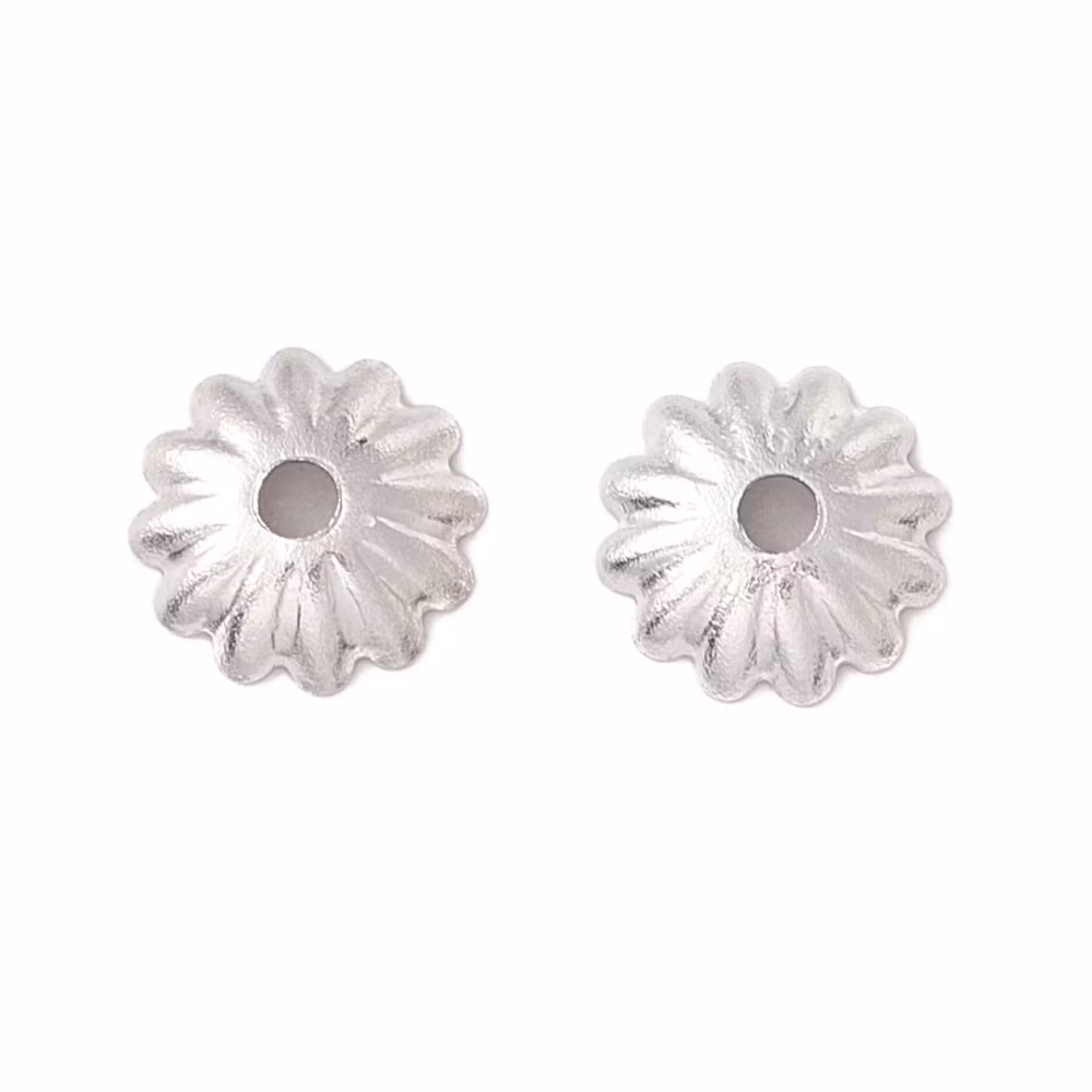 Kirurgiskt stål pärlhattar räfflade 6 mm, 10 st