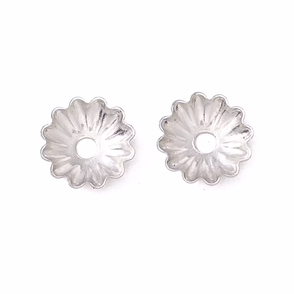 Kirurgiskt stål pärlhattar räfflade 6 mm, 10 st