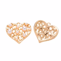 Guldfärgat hänge hjärta och pärla, 1 st