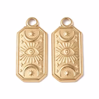 Guldfärgat rostfritt stål hänge moon & eye med PVD plätering, 1 st