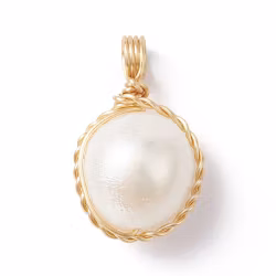 REA: Guldfärgat hänge sötvattenspärla vit 2:a sort, 1 st