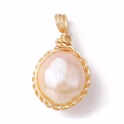 REA: Guldfärgat hänge sötvattenspärla aprikos 2:a sort, 1 st