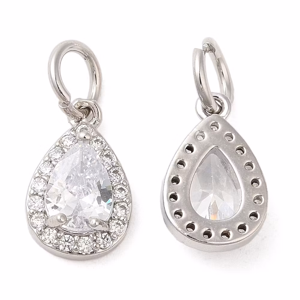 Antikfärgad berlock cubic zirconia mönstrad droppe, 1 st