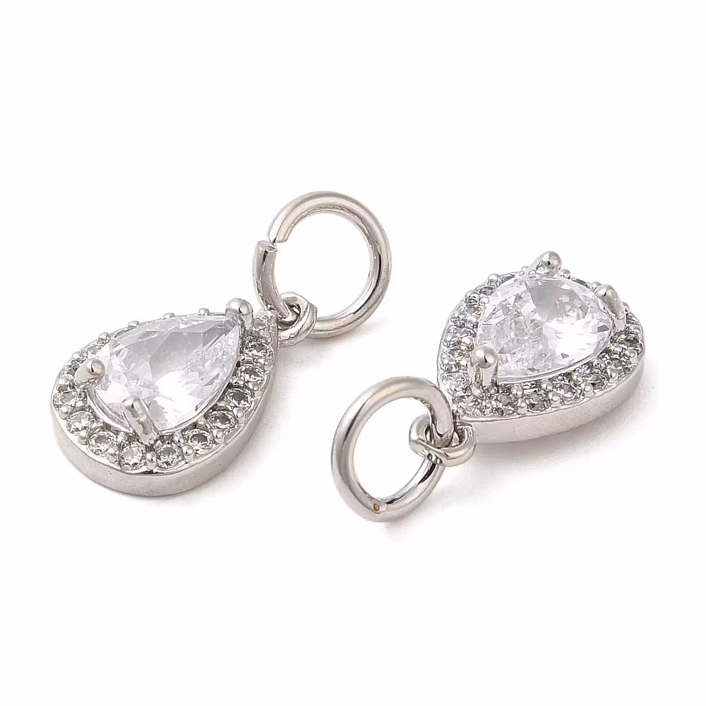 Antikfärgad berlock cubic zirconia mönstrad droppe, 1 st