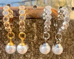 Rostfritt stål berlock rund med pärla 6 mm, 1 st