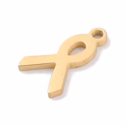 Guldfärgat rostfritt stål berlock rosa bandet, 1 st